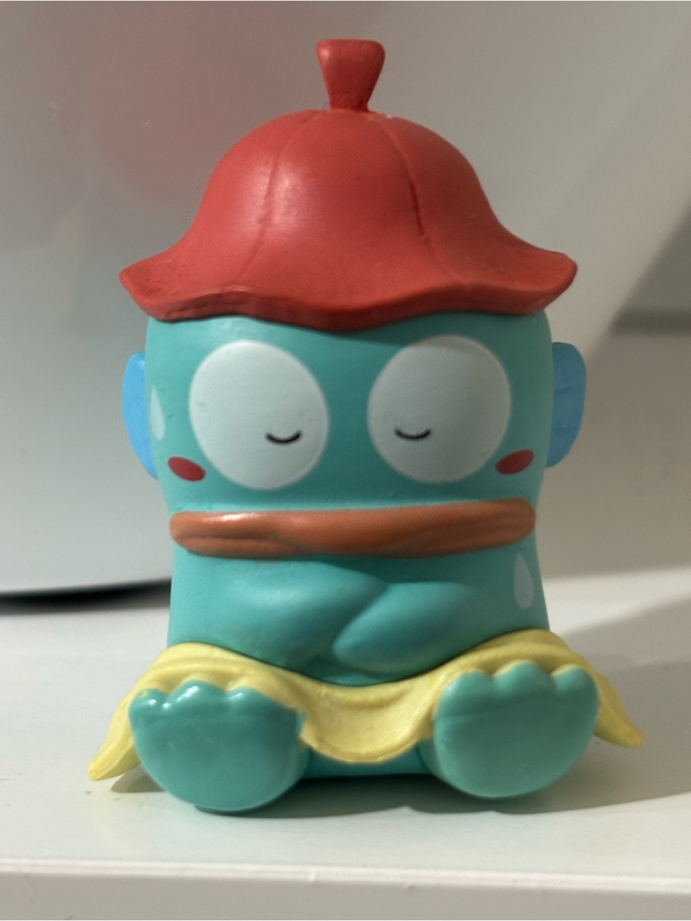 🩵 Cute Teal Mini Hangyodon with Towel Figurine Bath